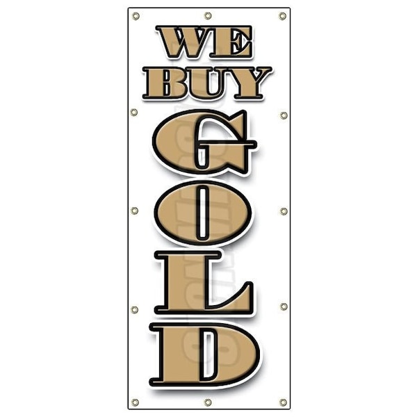 Signmission WE BUY GOLD Vertical BANNER SIGN cash coins signs silver pawn B-120 We Buy Gold Vertical - main